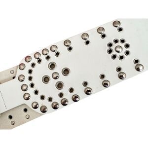Versus Versace White Studded Leather Waist Belt 1990s Archive Made in Italy
